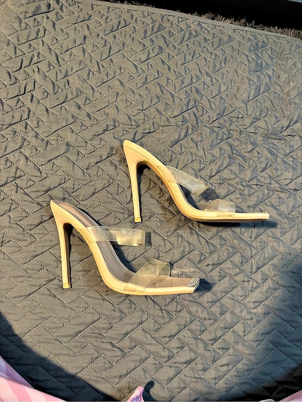 Cape Robbin Clear Rhinestone Stiletto Heels — Size